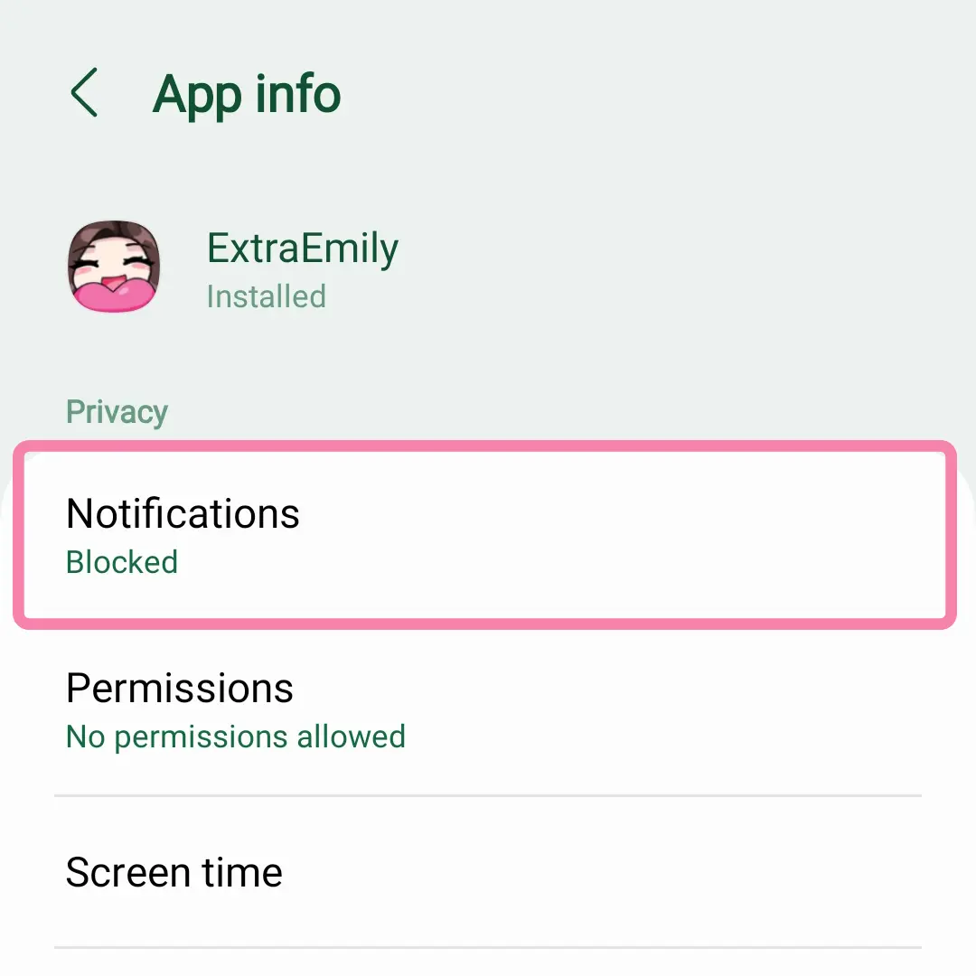 Find Notification Option